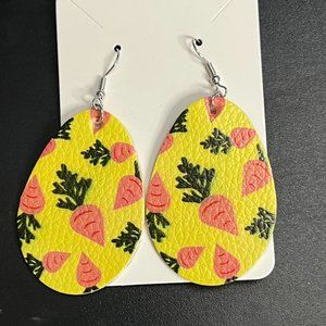 Handcrafted Easter/Spring Carrot Print Dangle Earrings w/Sterling Silver Earring